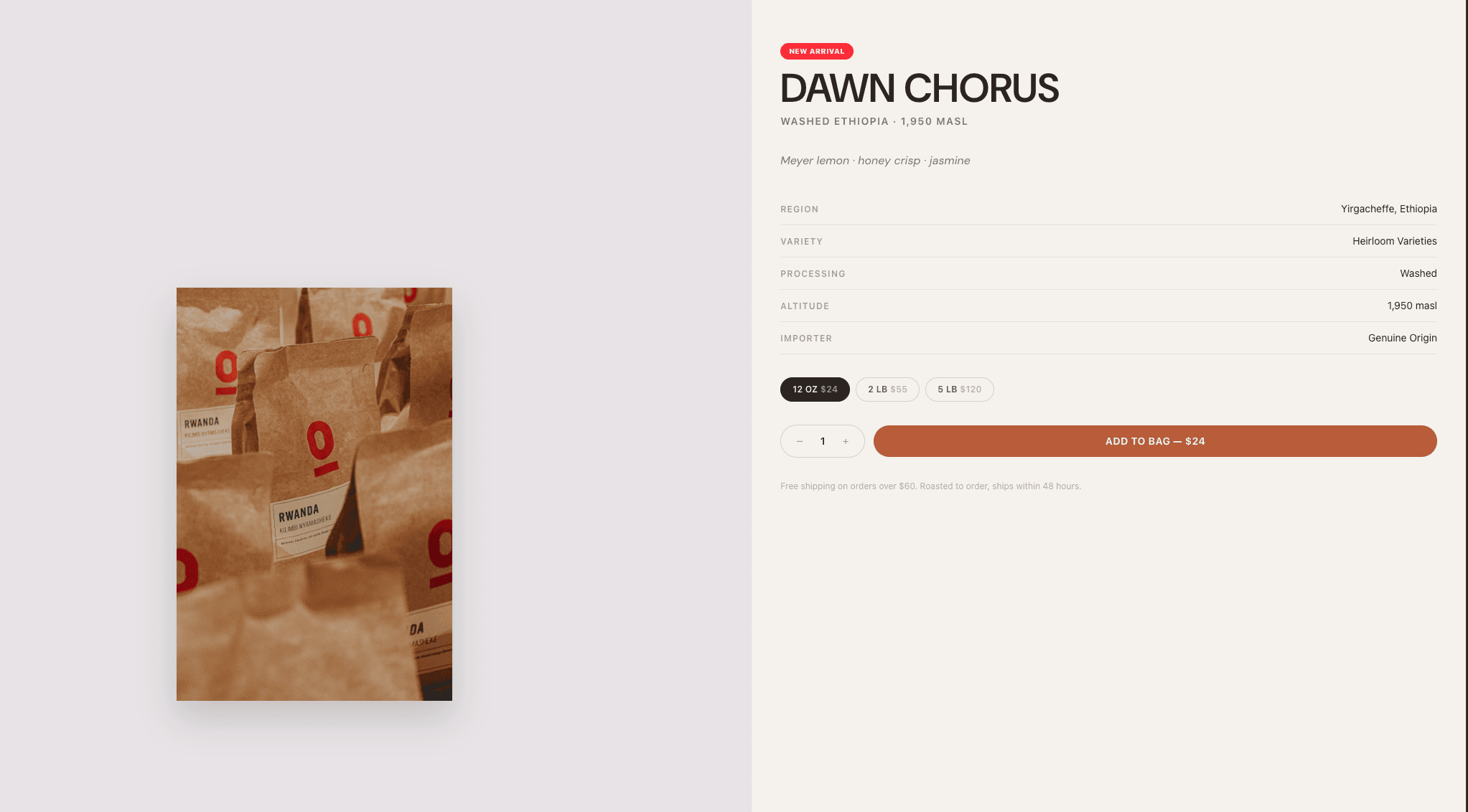 Coffee shop landing page — reviews and newsletter section